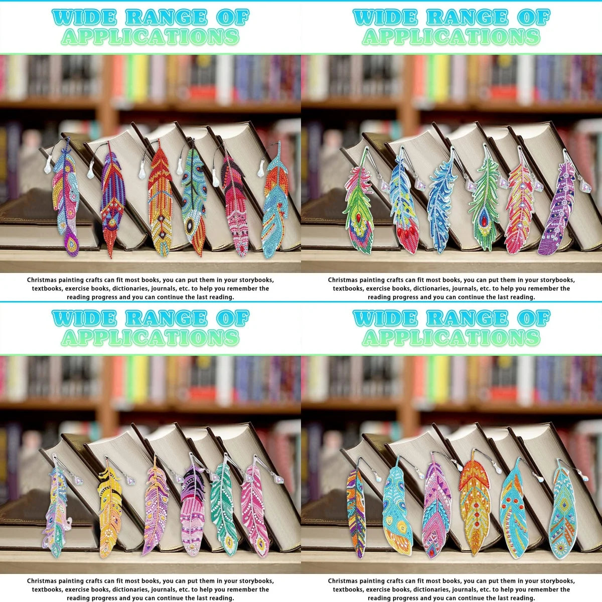 6-piece DIY Diamond Art Crystal Painting Bookmark Feather Bookmark
