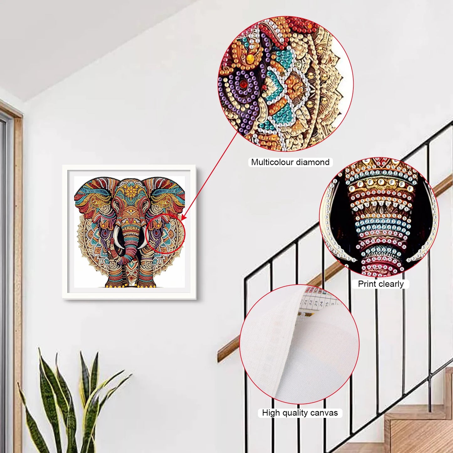 5D DIY Diamond Painting Kit Elephant Pattern Decoration DIY Alien Drill Diamond Mosaic Art Gift Crafts Wall Home Decoration