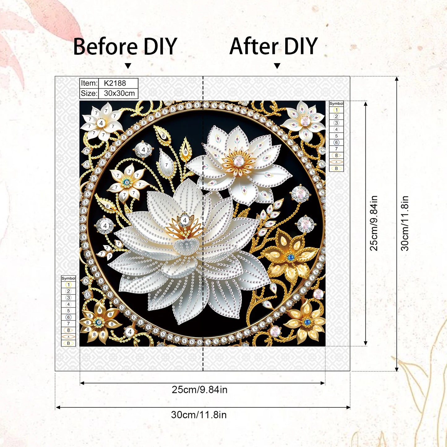 Lotus Special Shape Diamond Art Painting Kit For Adult / Beginner, Crystal Diamond Special Shape Kit For Home Wall Decoration Gift