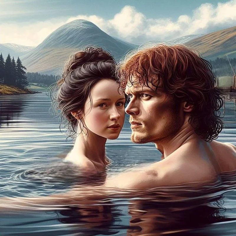 Outlander Diamond Painting Kit Claire Randall, Jamie Fraser Portrait DIY Round Drill