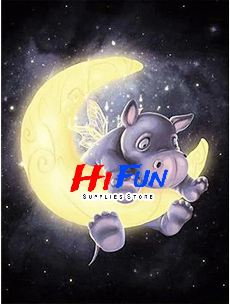 5D DIY Diamond Painting Hippo In Shower Full Square / Round Drill