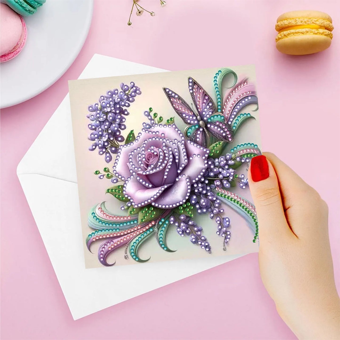 6-piece Butterfly Flower Diamond Art Card Set - DIY Diamond Painting Card, Suitable for All Occasions