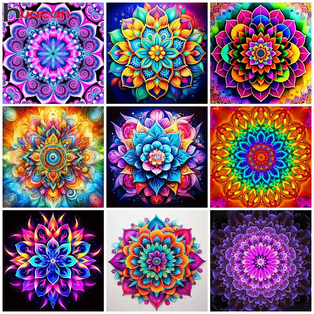 Huacan Full Diamond Painting Flower DIY 5d Diamond Mosaic Mandala Full Square / Round Drill