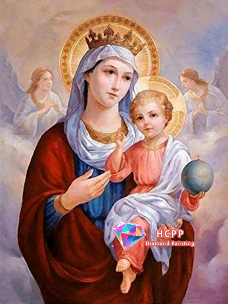 Jesus, Virgin Mary Diamond Painting Kit Square or Round Diamond 5D DIY Religious Mosaic
