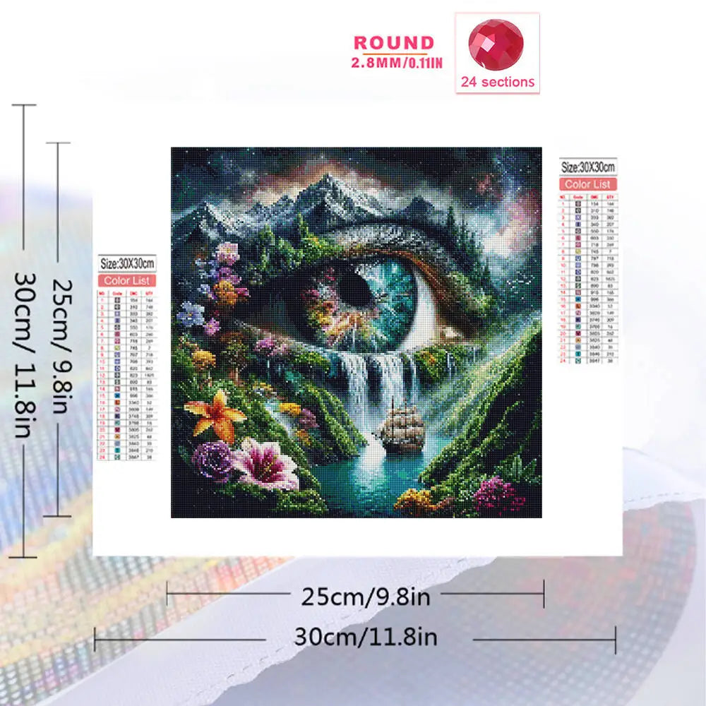 Momoart DIY Diamond Painting Eye River Waterfall Landscape Ship Full Square / Round Drill