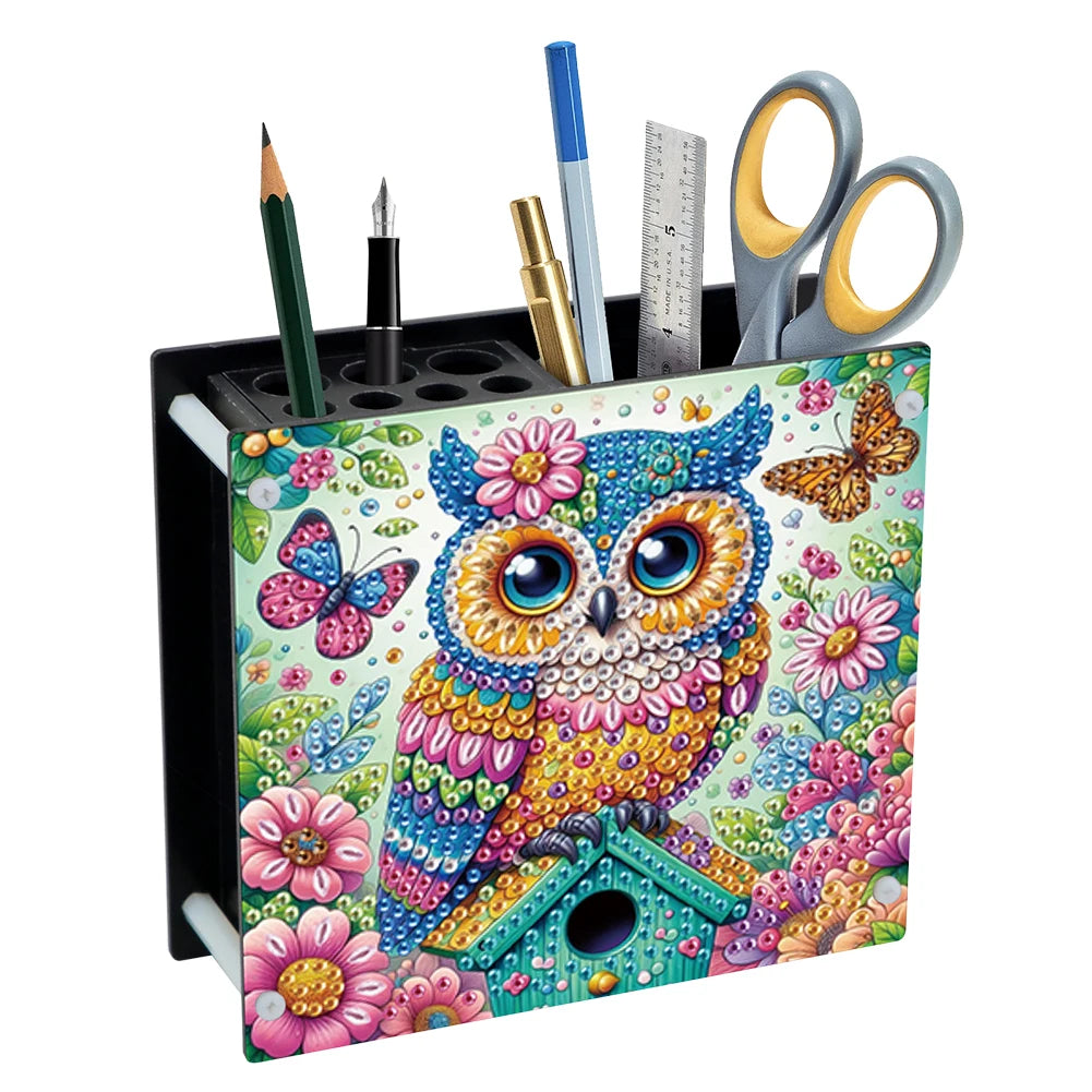 Creative Acrylic Diamond Painting Pencil Holder DIY Kit for Unique Desk Organization and Stress Relief Fun