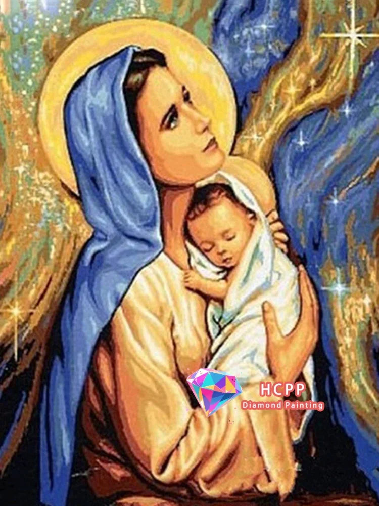 Jesus, Virgin Mary Diamond Painting Kit Square or Round Diamond 5D DIY Religious Mosaic
