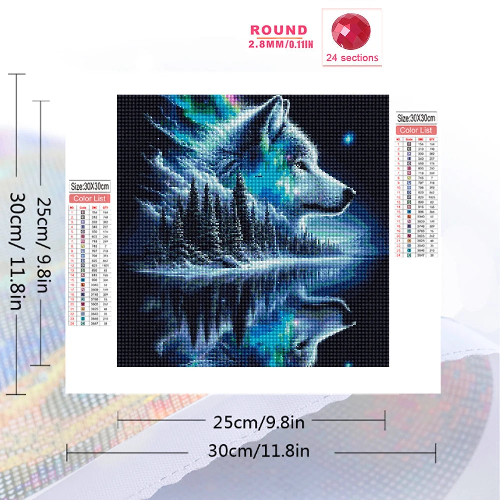 Momoart Diamond Tree Landscape River Wolf Full Square / Round Drill
