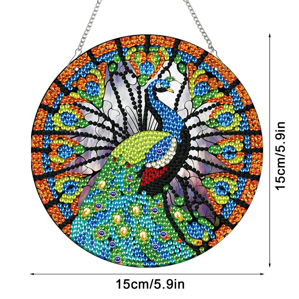 2pcs Animal Cat Theme 2D/Flat DIY Diamond Painting Collection Window Pendants Single-Sided Drill Diamond Art Pendant