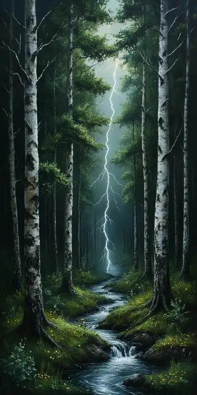 Lightning Forest Landscape, Large Size DIY Diamond Arts Painting Kits Full Square / Round Drill