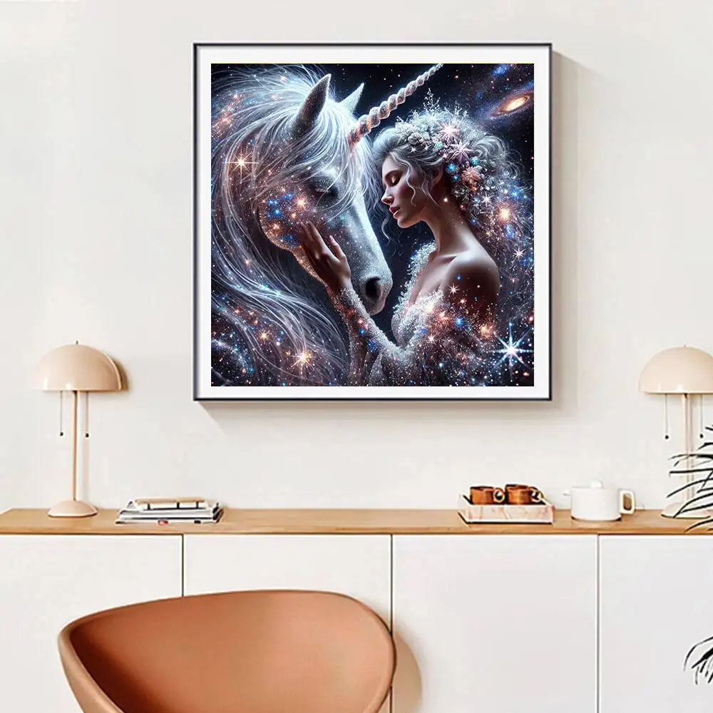 Huacan 5D DIY Unicorn Fairy Diamond Painting Full Square / Round Drill