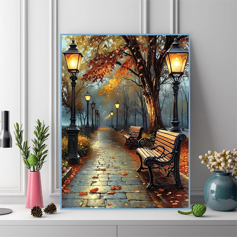 Momoart Diamond Painting Street Tree Landscape, DIY Full Square / Round Drill