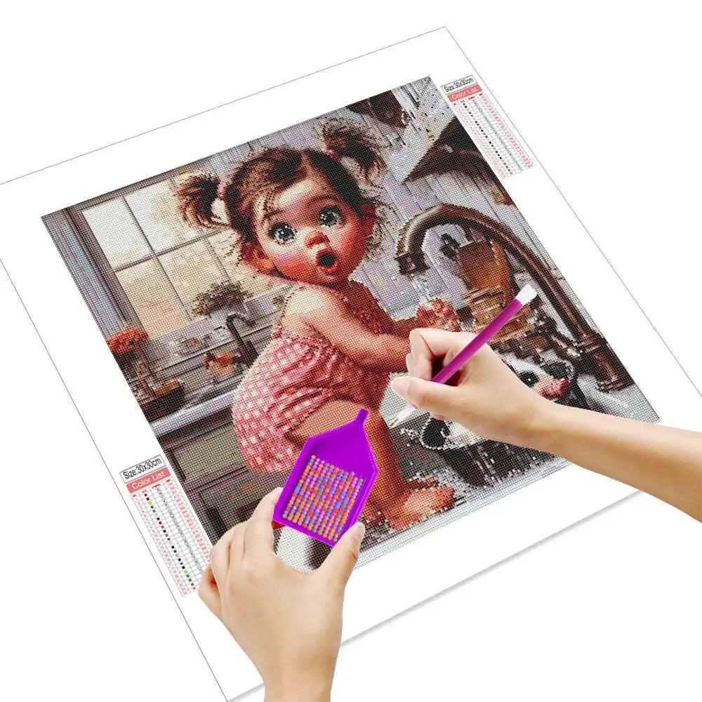 HUACAN 5D DIY Diamond Painting Cartoon Baby In Sink Full Square / Round Drill