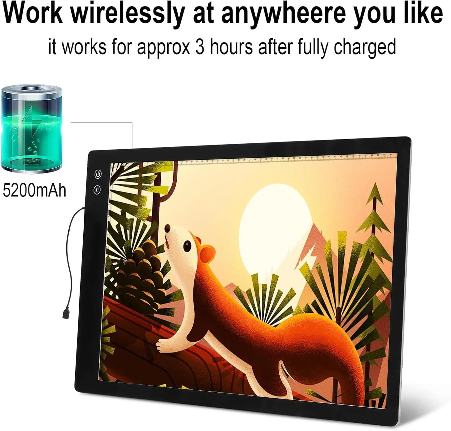 Rechargeable Large A2 Tracing Light Pad, 3 Colors Light Mode Diamond Painting Cordless Light Board, 6-Level/Stepless Adjusted