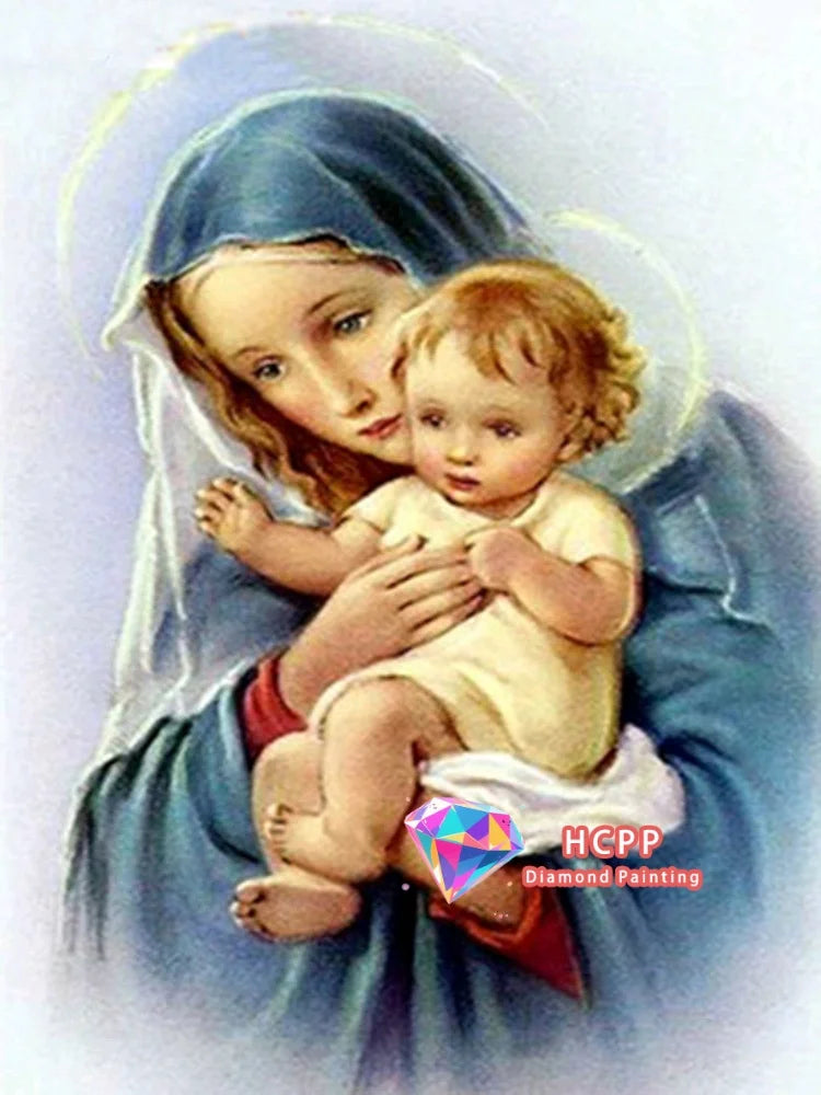 Jesus, Virgin Mary Diamond Painting Kit Square or Round Diamond 5D DIY Religious Mosaic