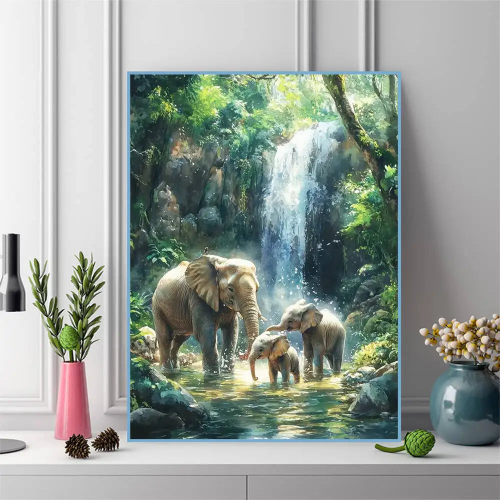 Elephant Waterfall DIY Diamond Painting Square / Round Full Drill