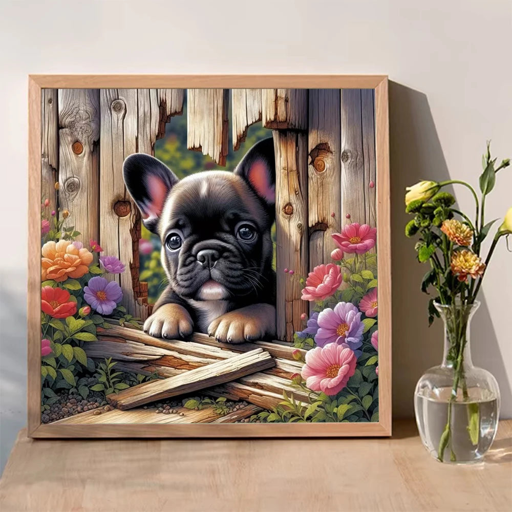 DIY Dog Flower Diamond Painting Square/Round Drills