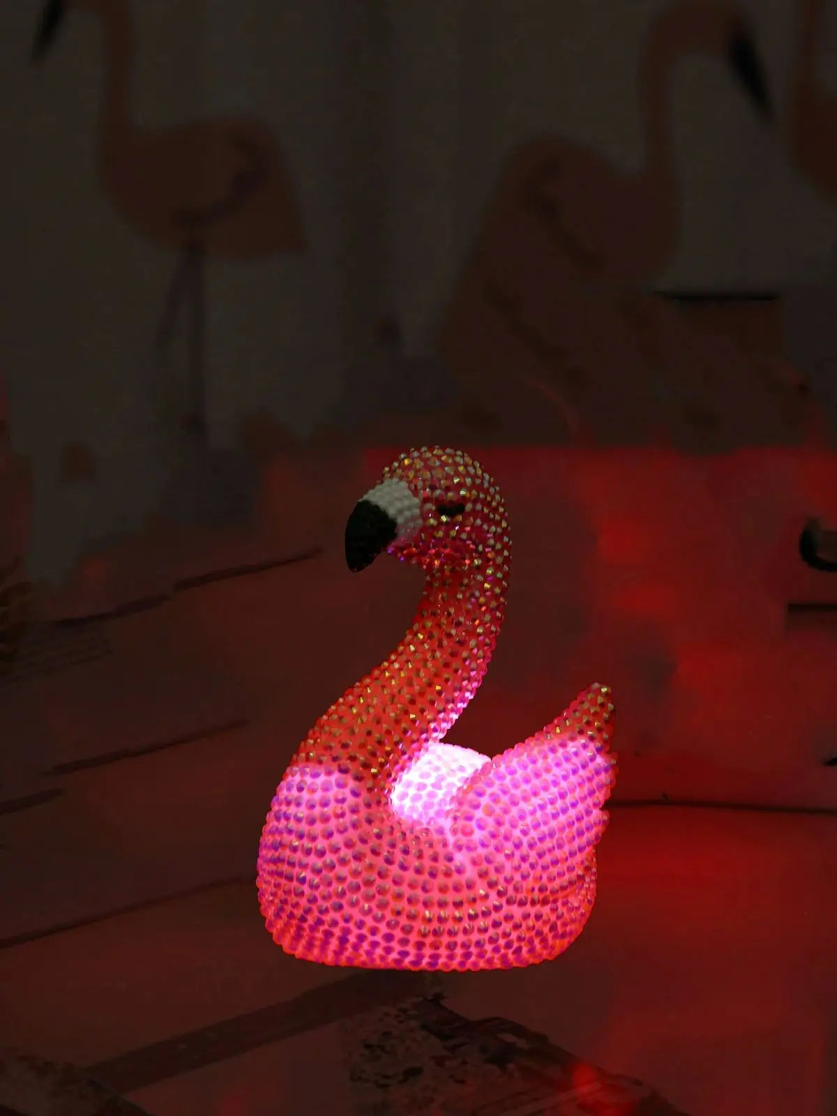 DIY Diamond Painting 5D Shaped Round Drill, Flamingos Bedroom Light
