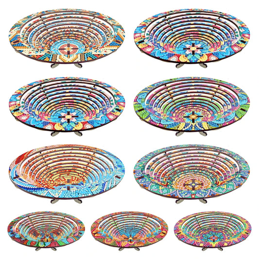 DIY Diamond Art Wooden Serving Tray, Diamond Painted Wooden Dining Plate Decorative For Parties Or Bed Food Tray