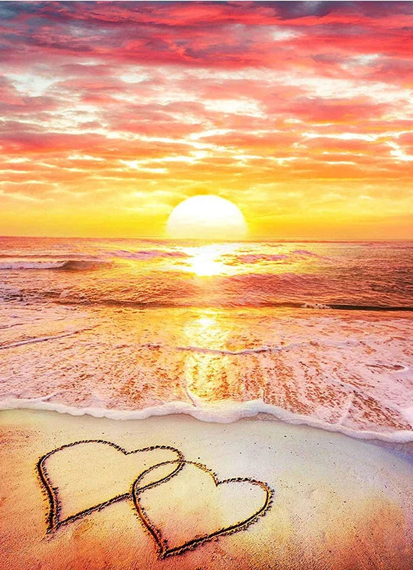 5D DIY Diamond Painting Waterfall Beach Full Circle Diamond Mosaic Sunset Scenery Diamond Embroidery Home Decor Gift