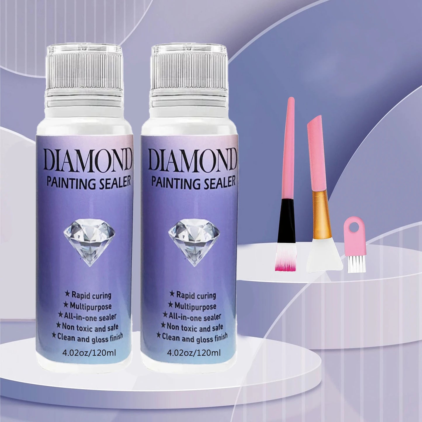 60ML/ 120ML/ 200ML Diamond Painting Sealer With 3 Pcs Brushes Diamond Painting Glue Permanent Hold & Shine