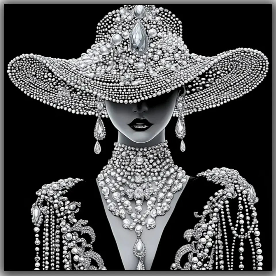 Mysterious Woman DIY Diamond Painting Kit,Full Square Round Acrylic Diamonds Mosaic Craft Art Set Home Decor Gift