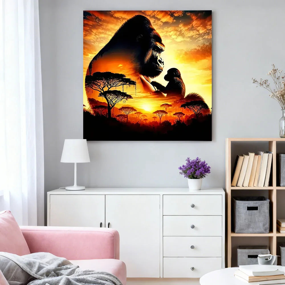 HUACAN Diamond Painting Sunset Elephant Handmade 5D DIY Full Square / Round Drills