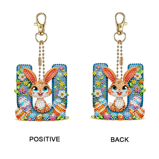 PET Double Sided, Special Shaped, Easter Alphabet DIY Diamond Painting Keychain