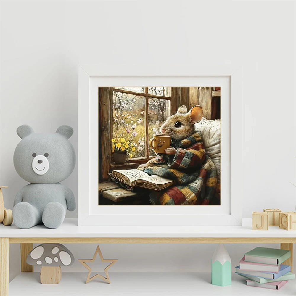 Evershine Full Square Round Diamond Painting, Mouse Animal Painting Window Acrylic Craft Supplies Mosaic Decor For Home