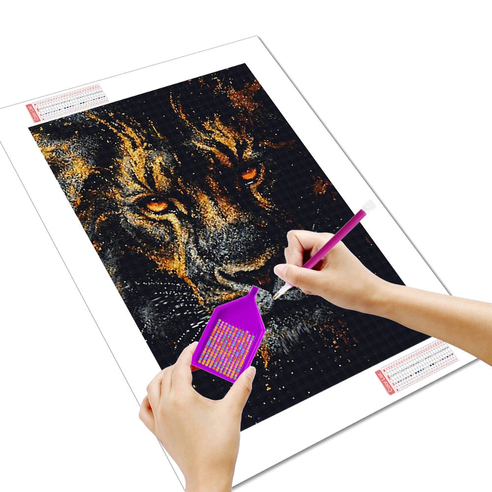 Huacan Full Square / Round Drill Lion Diamond Painting Mosaic, DIY