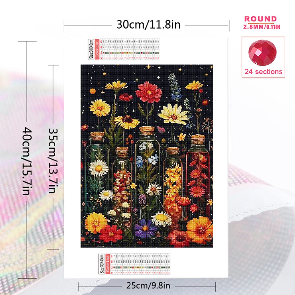 Momoart Diamond Mosaic Flower DIY Diamond Painting Bottle