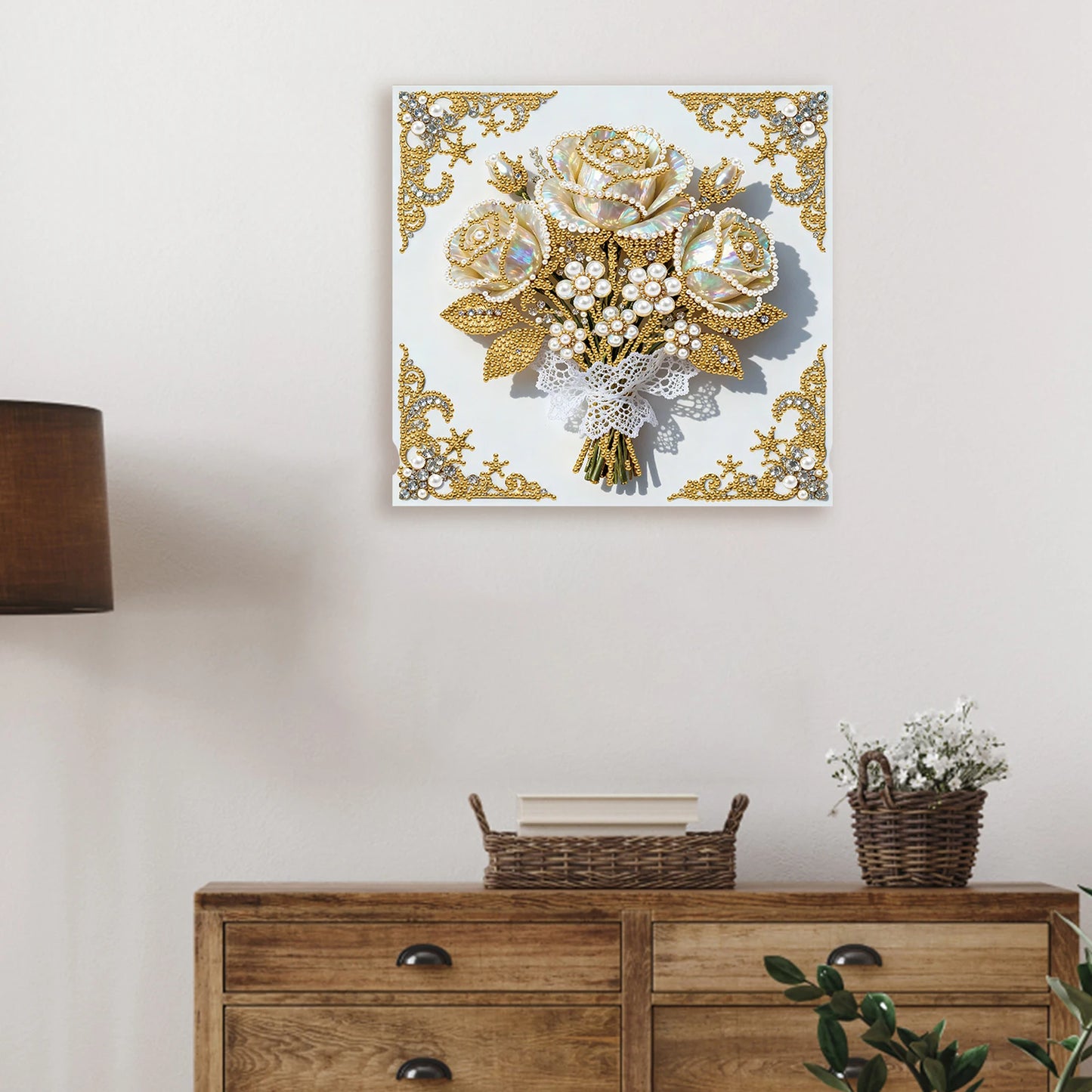 Pearl Painting Kit Pearl Gem Paintings Picture Arts Craft 25x25cm With Frame