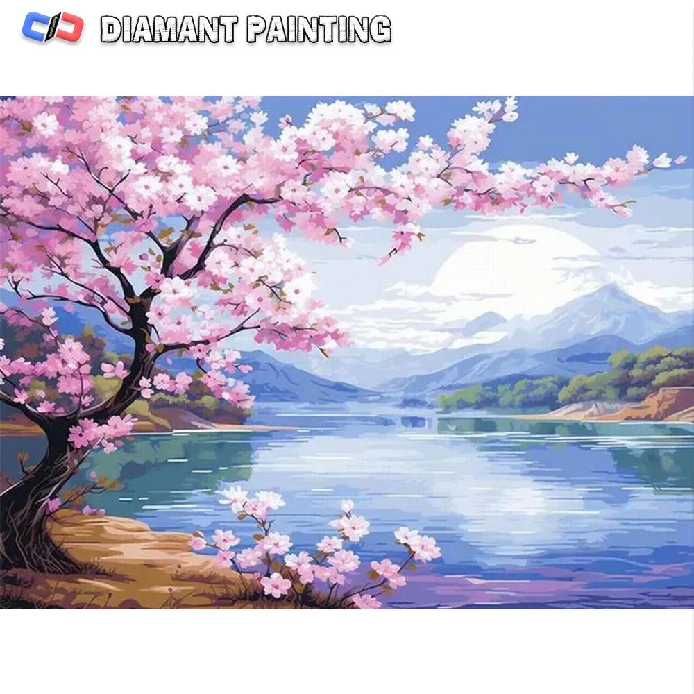 Scenic Pink Tree 120 Colors Nabi Fairy Dust Diamond Painting Full Square / Round Drill