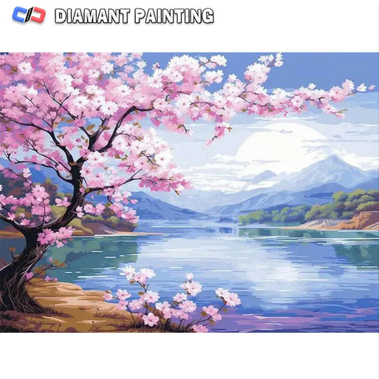 Scenic Pink Tree 120 Colors Nabi Fairy Dust Diamond Painting Full Square / Round Drill