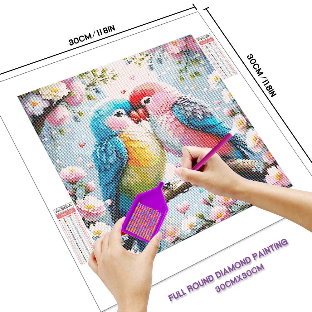 Huacan Animal Diamond Painting Parrots Full Square / Round Mosaic Flower