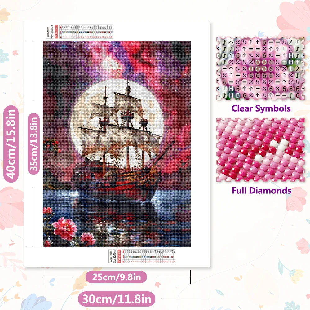 EverShine Diamond Painting Ship / Sailboat Moon Full Square / Round Drill 5D DIY
