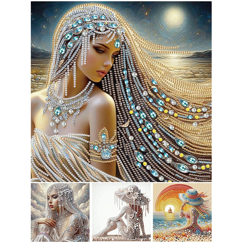 5D DIY Partial Special Shaped Drill Diamond Painting Kit Girls 30x30cm Unique Luster Painting and Resin Sequins