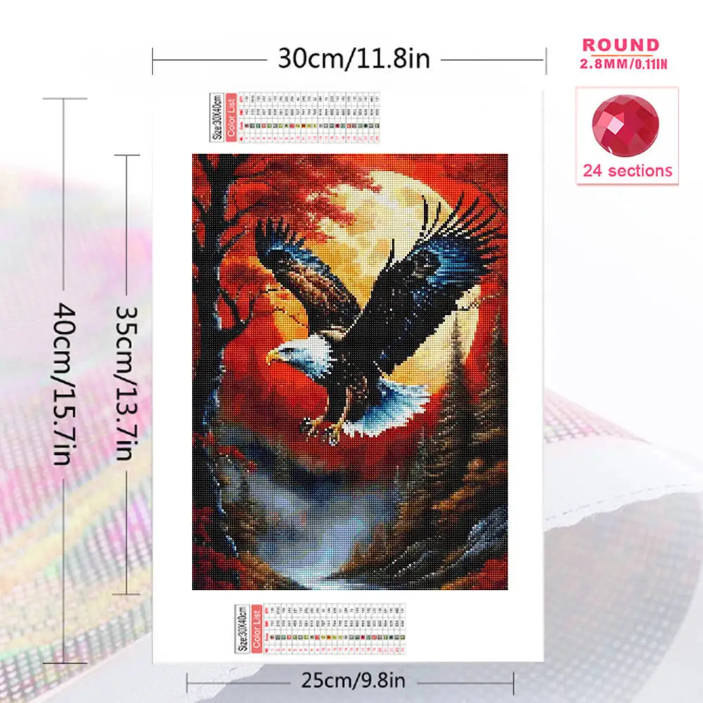 Momoart Diamond Painting Eagle, Tree & Moon, DIY Full Square / Round Drill