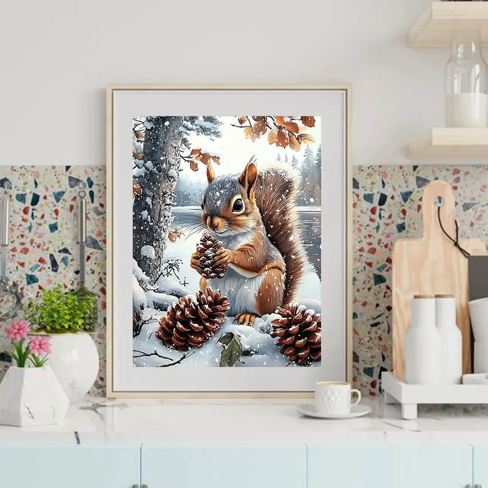 Huacan Squirrel Snow DIY Diamond Painting Full Square / Round Drill