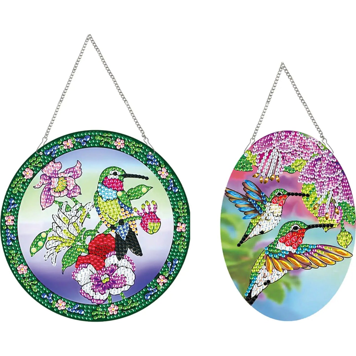 2pcs Animal Cat Theme 2D/Flat DIY Diamond Painting Collection Window Pendants Single-Sided Drill Diamond Art Pendant