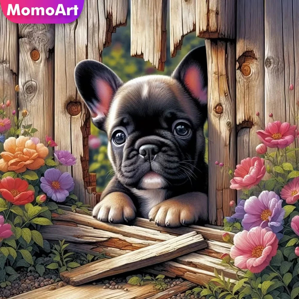 DIY Dog Flower Diamond Painting Square/Round Drills