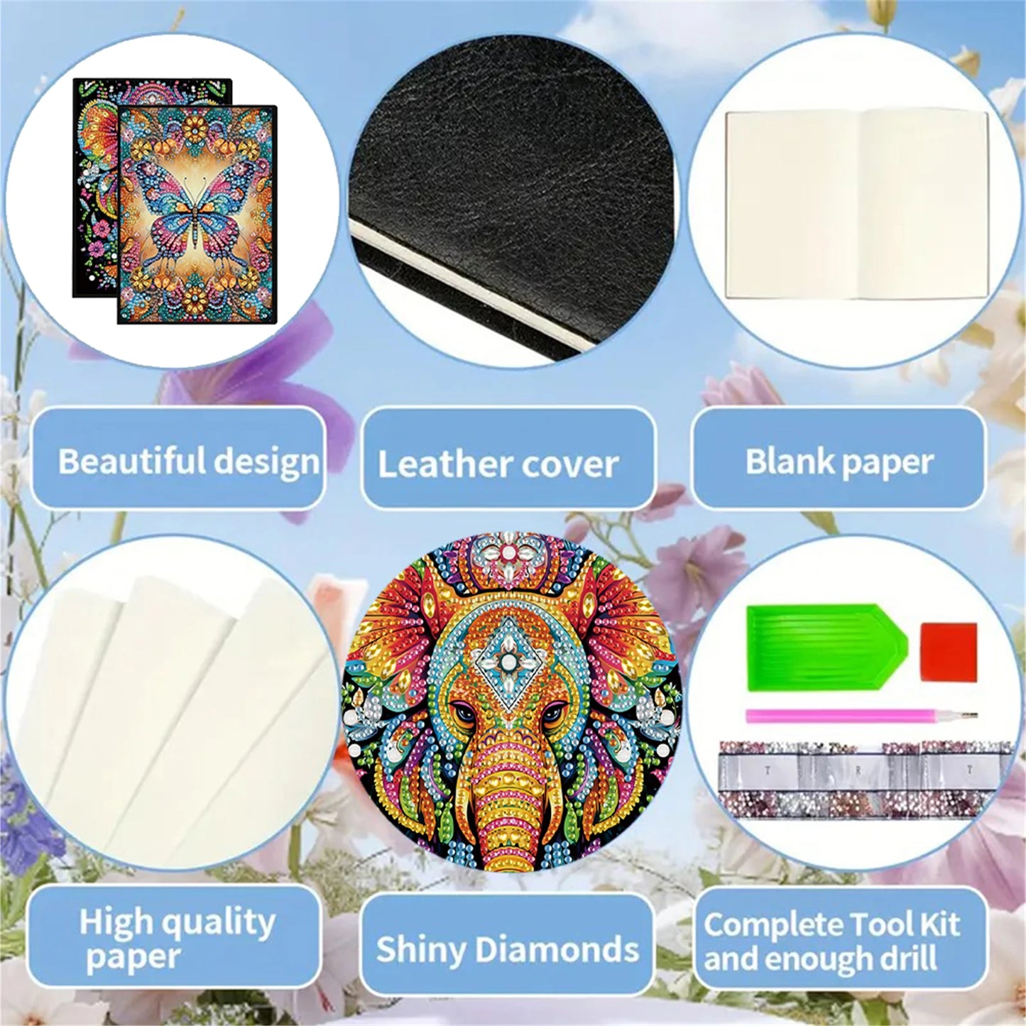 2pcs Partial DIY 50 Pages A5 Diamond Painting Notebook, Special Shaped 5D Crystal Art Painting Sketchbook