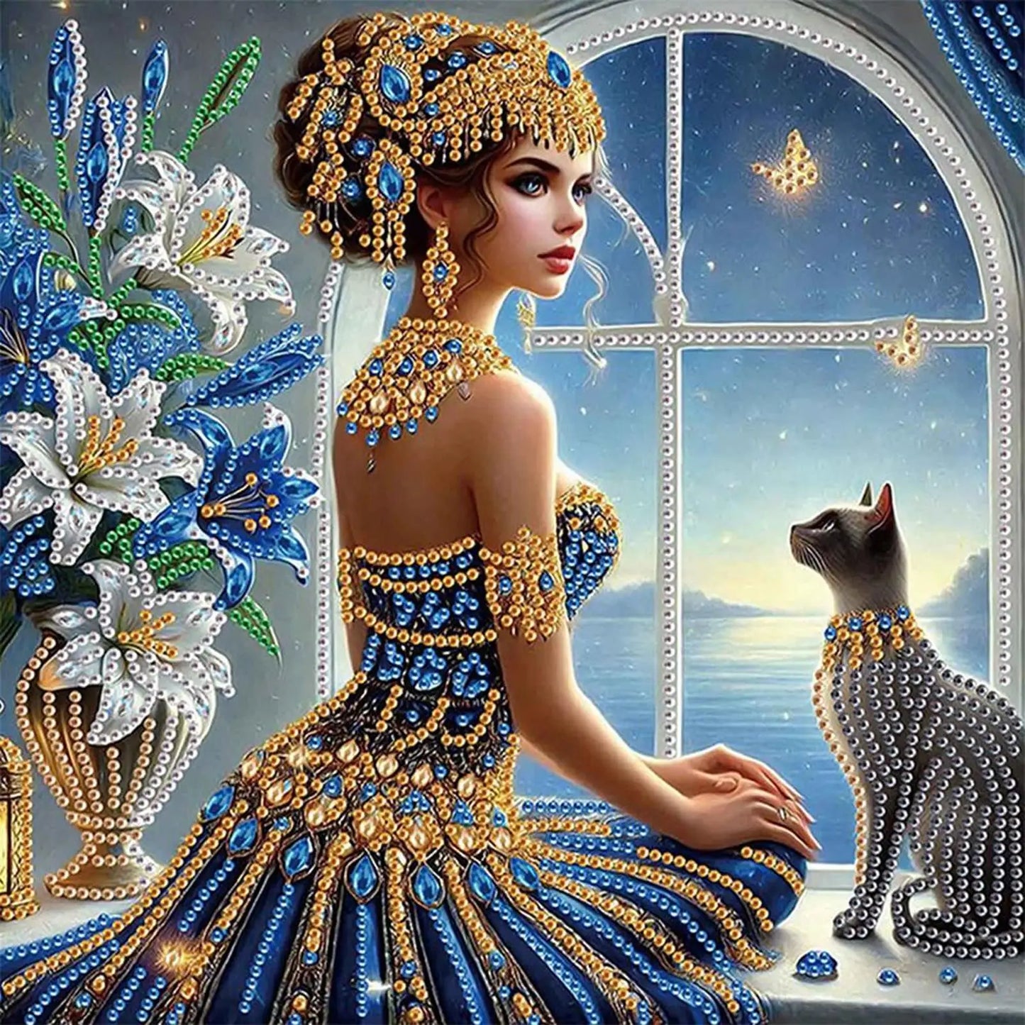 5D DIY Partial Special Shaped Drill Diamond Painting Kit Girls 30x30cm Unique Luster Painting and Resin Sequins