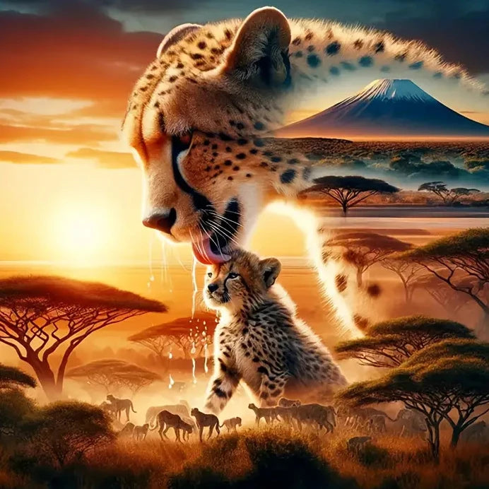 HUACAN Diamond Painting Sunset Elephant Handmade 5D DIY Full Square / Round Drills