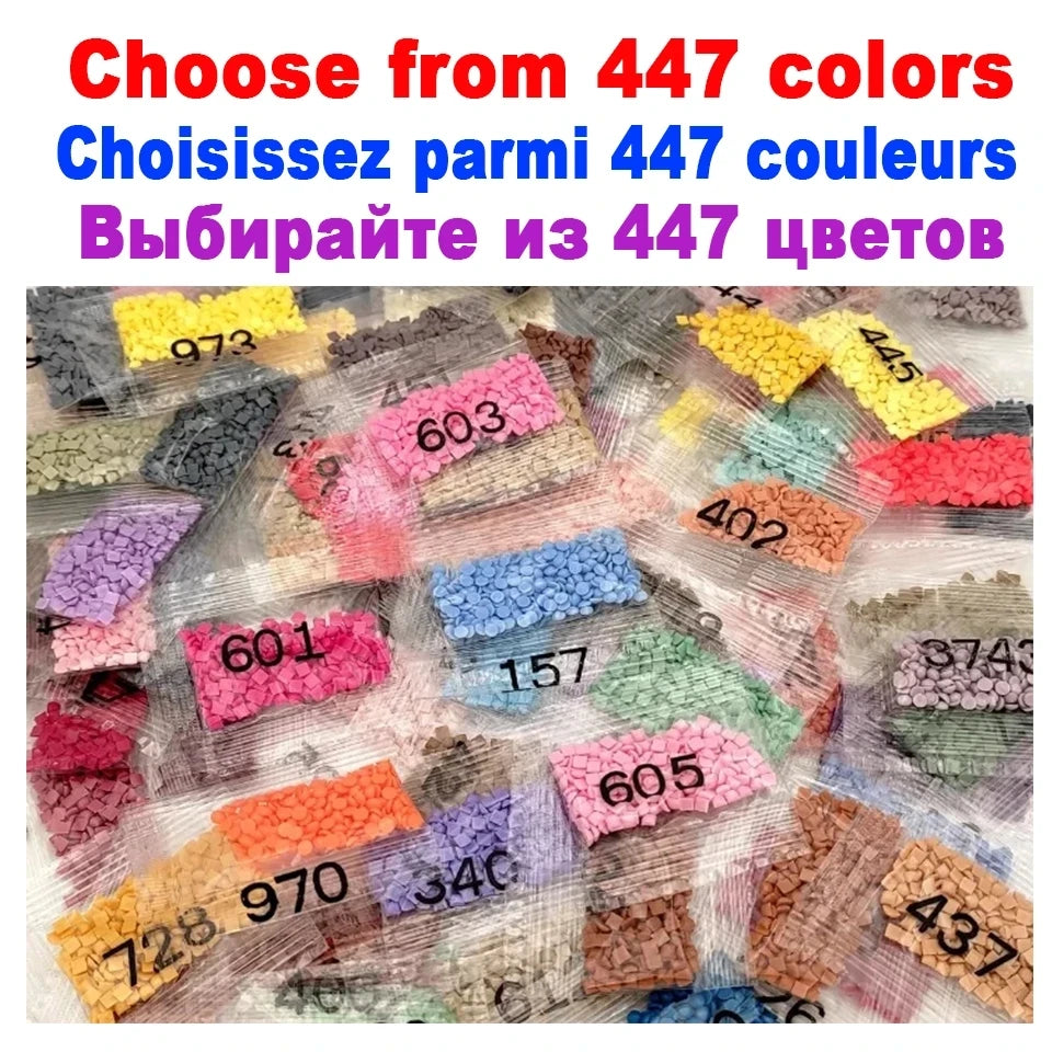 DMC 447 Colors Rhinestone 5D DIY Accessory Arts Full Round / Square Drill