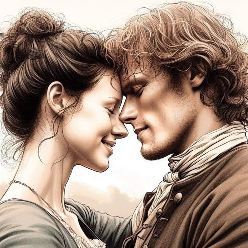 Outlander Diamond Painting Kit Claire Randall, Jamie Fraser Portrait DIY Round Drill