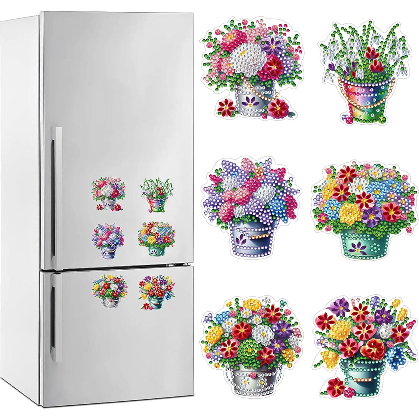 Special Shape DIY Diamond Painting Flower Fridge Magnets Sticker Kits