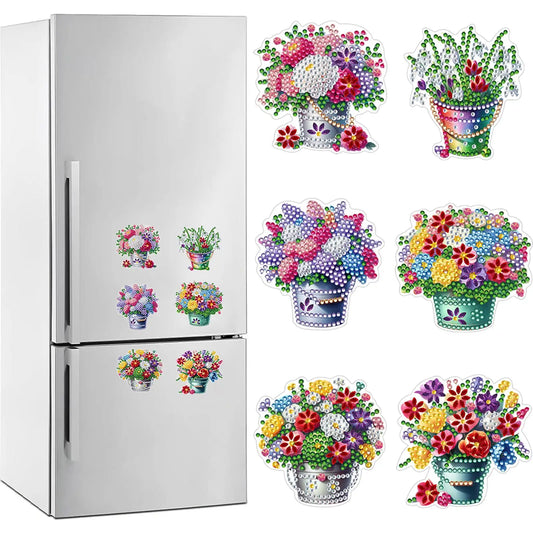Special Shape DIY Diamond Painting Flower Fridge Magnets Sticker Kits