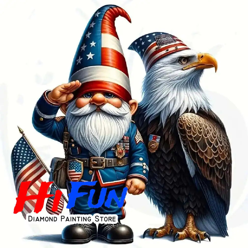 USA Red White Blue Eagle Flag, DIY Diamond Painting Kits Statue of Liberty, Square/Round Drills