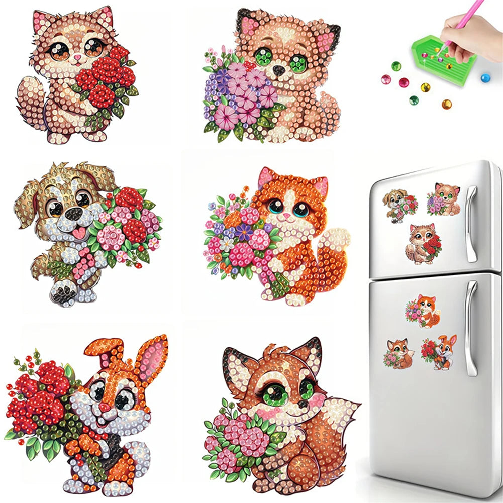 6Pcs Diamond Art Kits Fridge Magnets DIY Art Crafts
